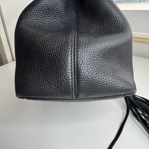 Authentic Gucci Soho Black Leather Double Chain Shoulder Bag Tote Black Gold - Picture 4 of 7